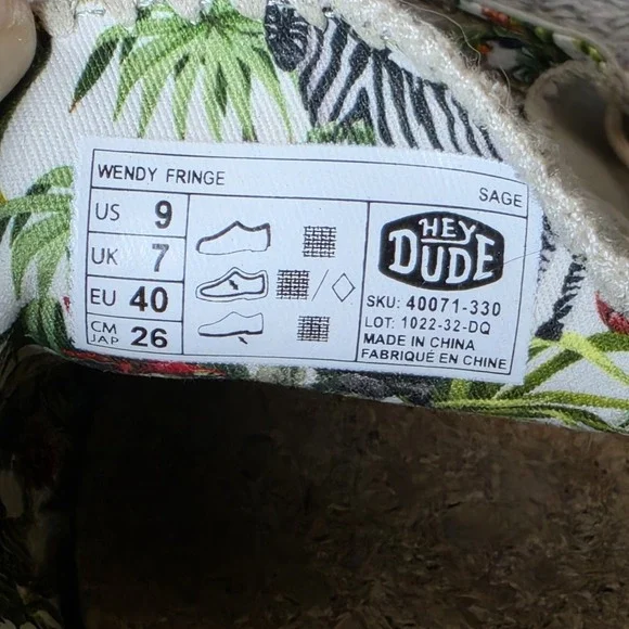 Hey Dude Wendy Fringe Sage Loafers Women's Shoes Size 9 - Picture 8 of 9